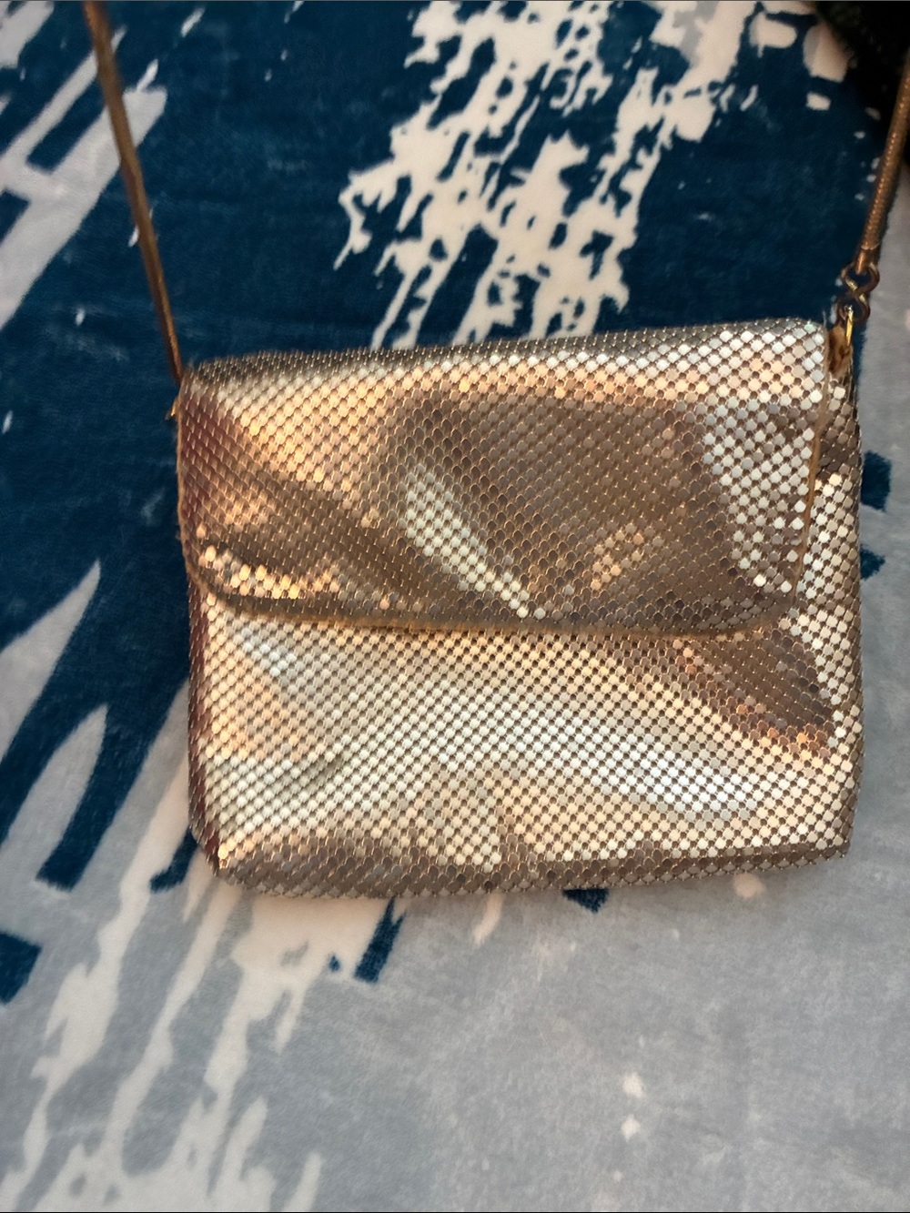 Valerie Stevens Gold Mesh Crossbody Bag